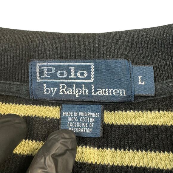 Vintage Polo Ralph Lauren Men's Large Knit Shirt Striped Exclusive of Decoration - Picture 3 of 9